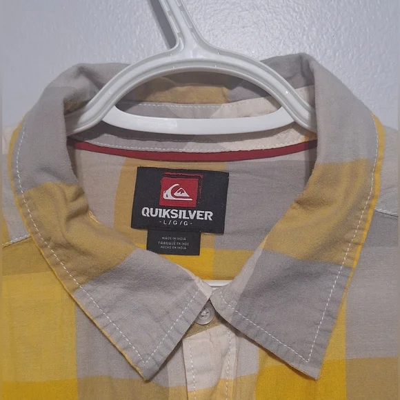 Lrg Quiksilver Men's Yellow and Gray Checkered Shirt - Picture 2 of 2
